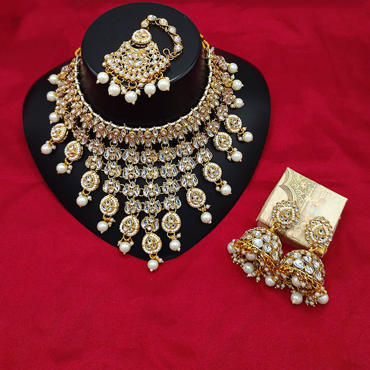 Kundan Style Bridal Gold Base With Jhumka Earings Necklace Set