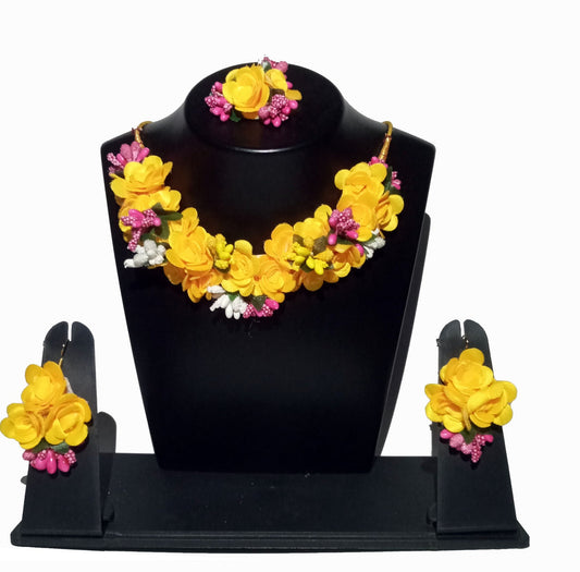 Artificial Mehndi Flower Jewelry Set Haldi Dholki Jewellery (Mehndi Style)