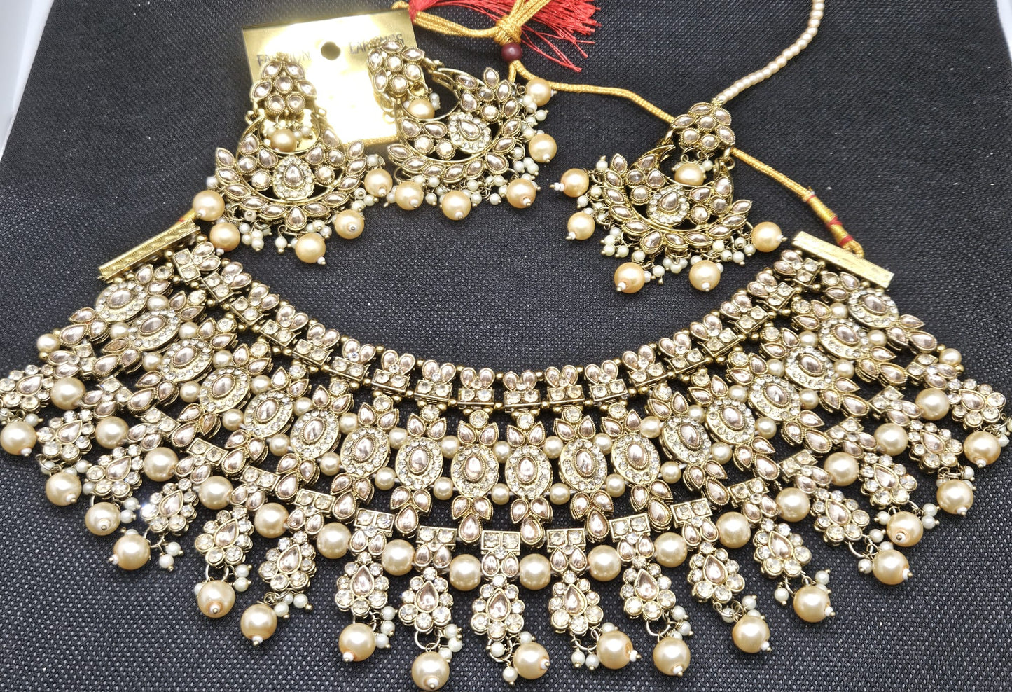 Indian Bridal Jewellery Gold Plated With Earings Necklace Set With Tikka