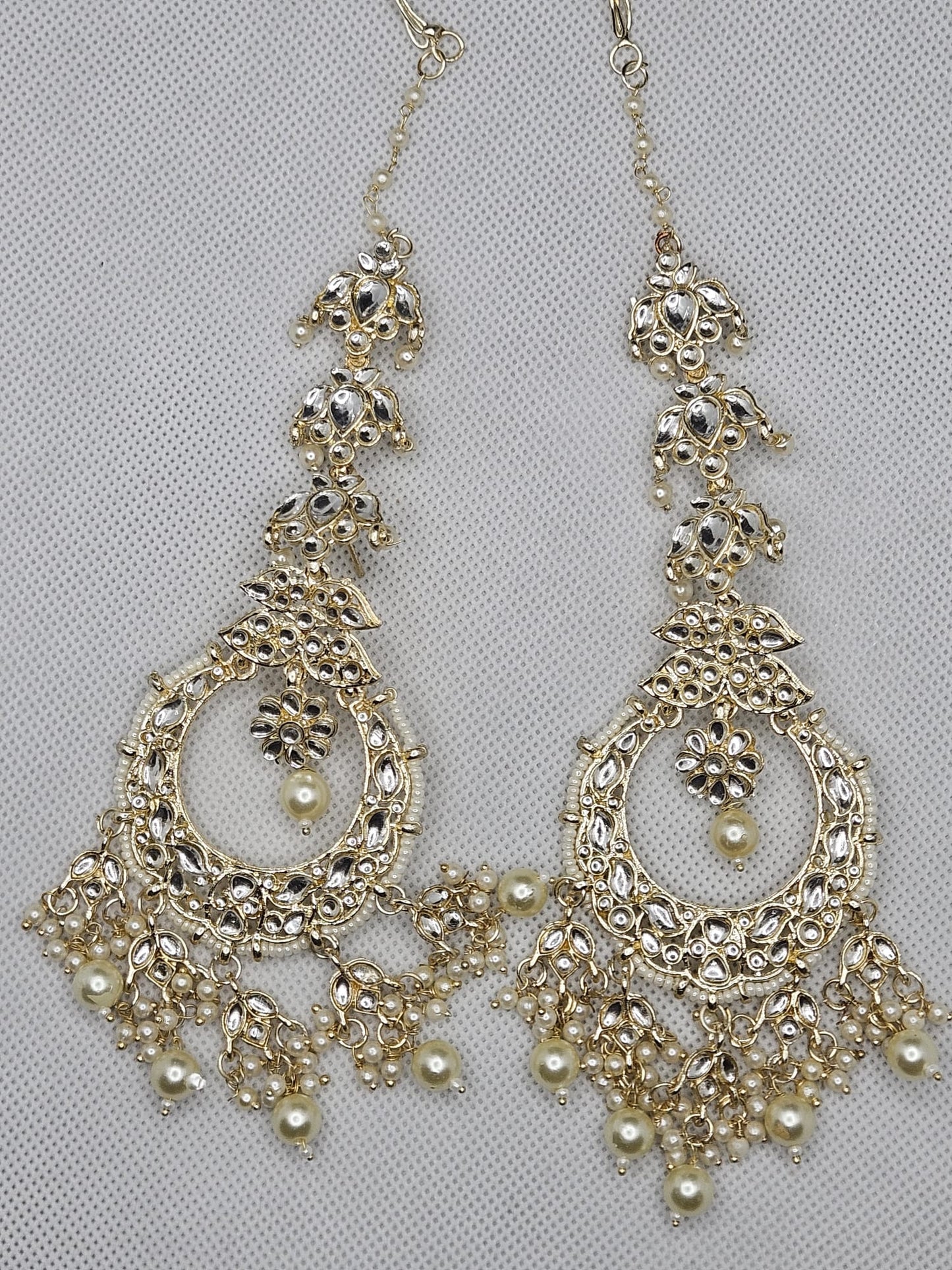 Indian Designer Gold Finish Kundan & Pearl Dangler Earrings