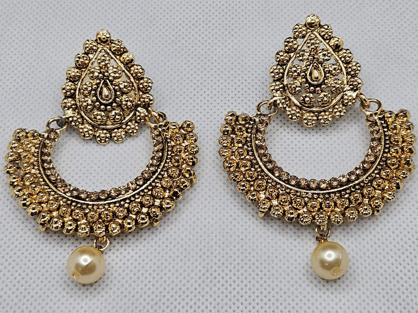 Indian Style Polki Gold Base Chandbali Dangler Earrings