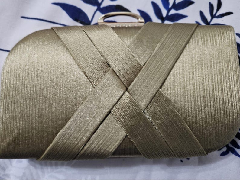 Golden Clutch Evening Bag For Women Formal Bridal Wedding