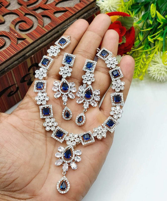 Fine Quality American Diamond Indian Zircon Full Jewellery Set