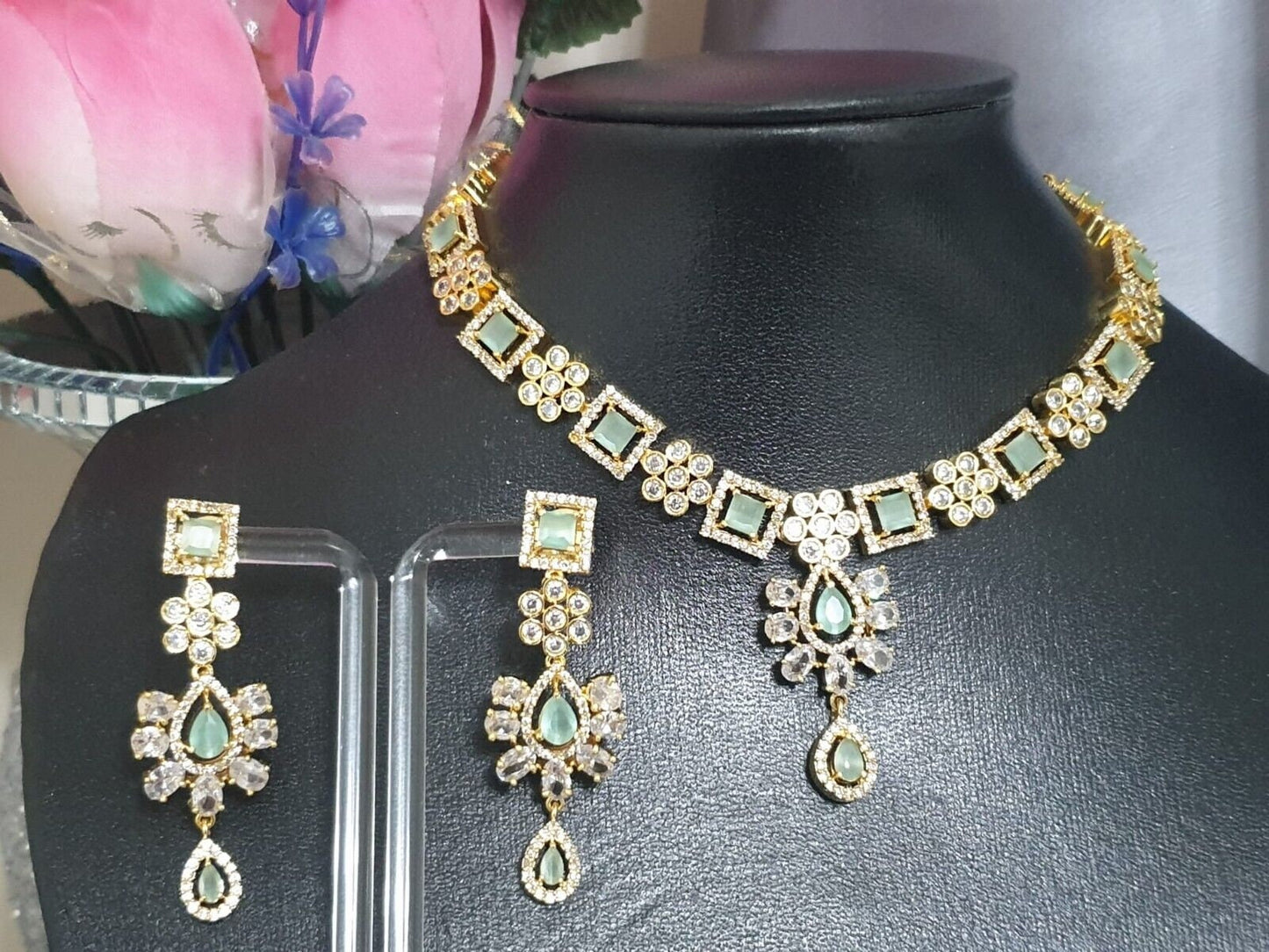 Fine Quality American Diamond Indian Zircon Full Jewellery Set