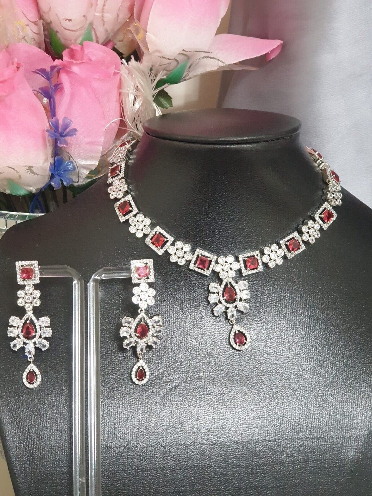 Fine Quality American Diamond Indian Zircon Full Jewellery Set