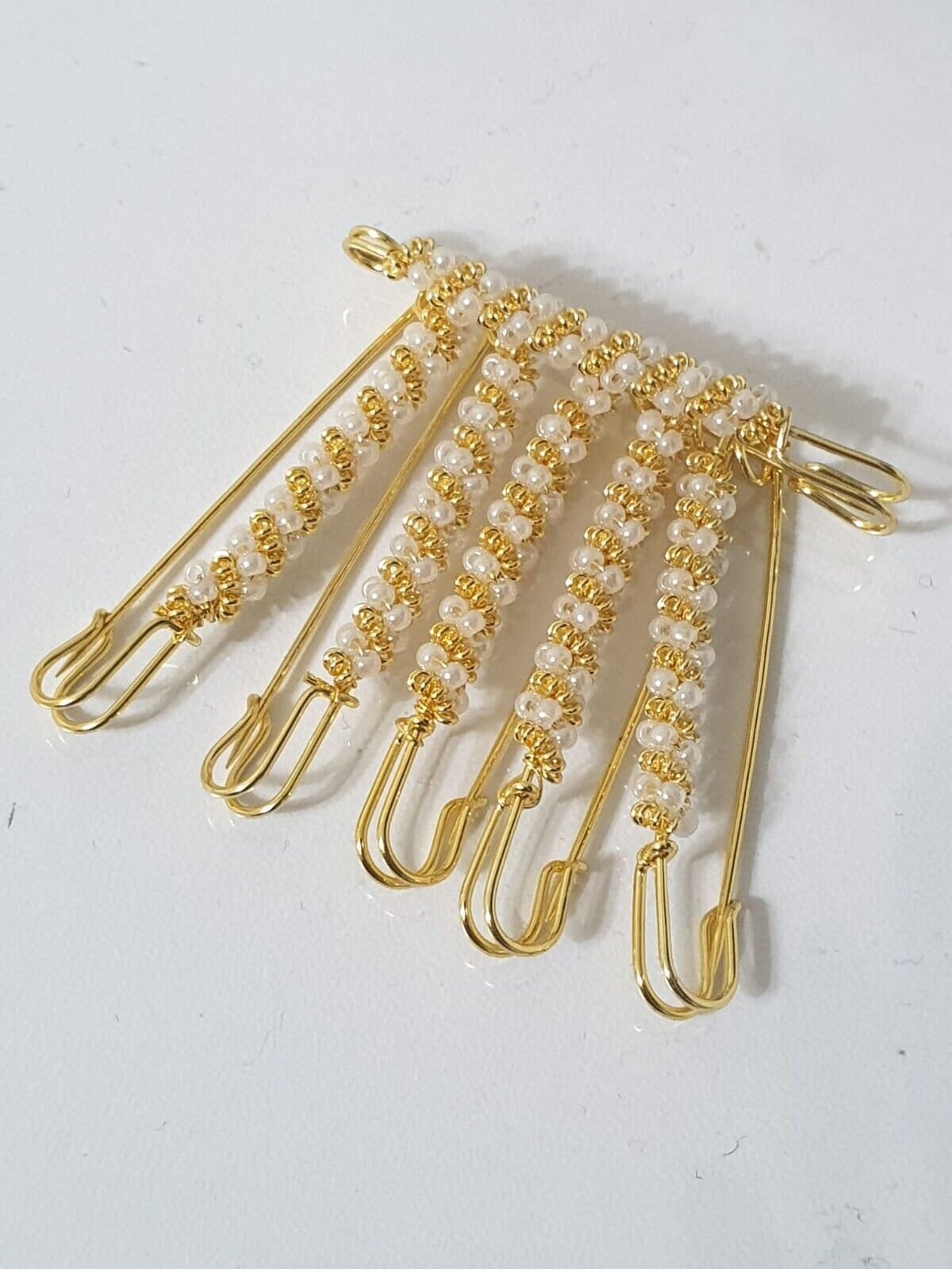 6 X Fancy Golden Silver Colour Diamonds Saree Pin One Side Of Safety Pins