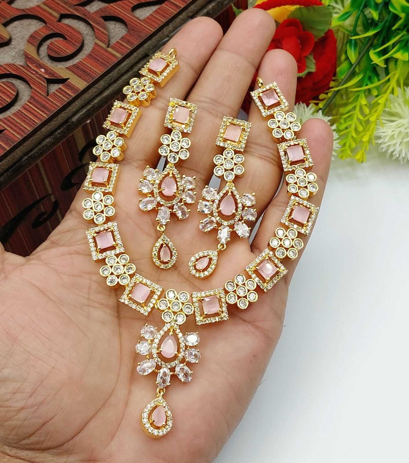 Fine Quality American Diamond Indian Zircon Full Jewellery Set