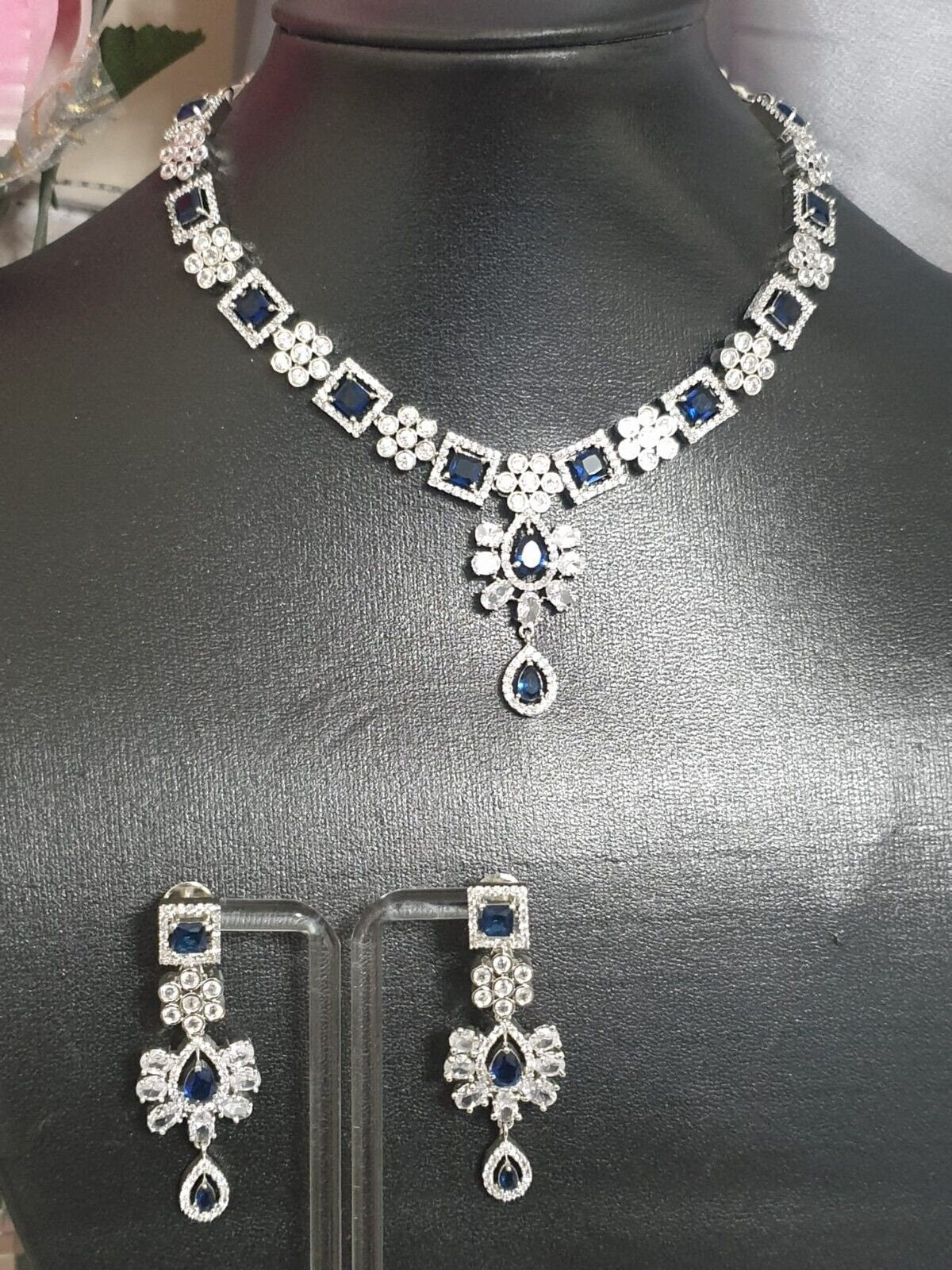 Fine Quality American Diamond Indian Zircon Full Jewellery Set