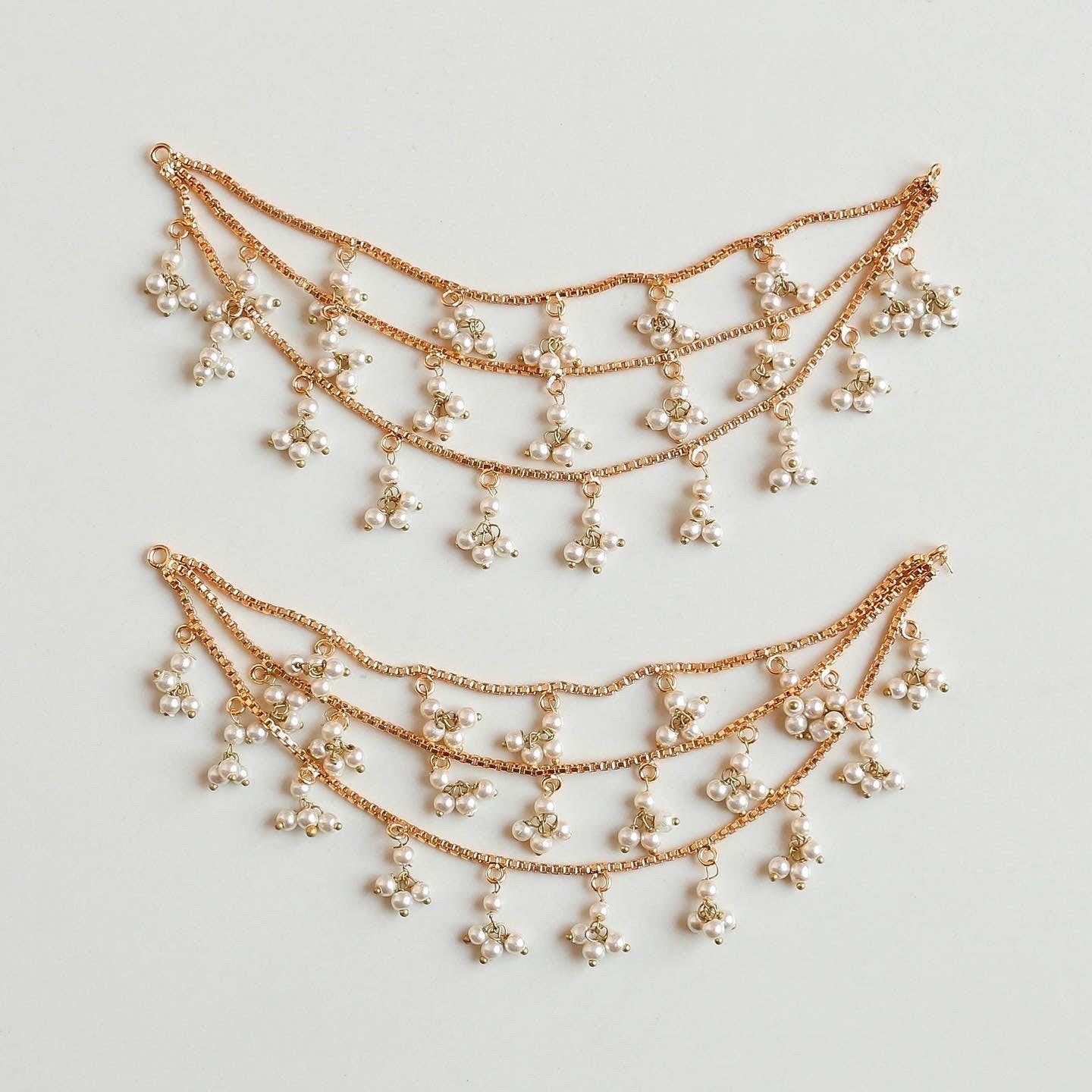 Earrrings Accessories Sahare String with Small Pearls Diamante Jewellery