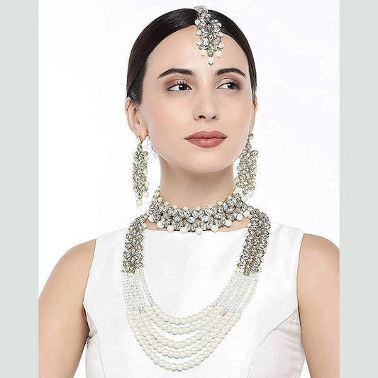 Pearls Multi layers Long Necklace Full Wedding Jewellery Sets