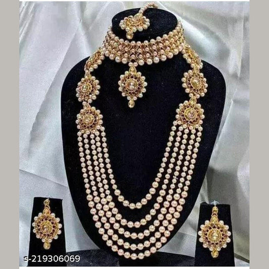 Indian Bridal Full Jewellery Set Raani Haar Choker Tikka Earrings