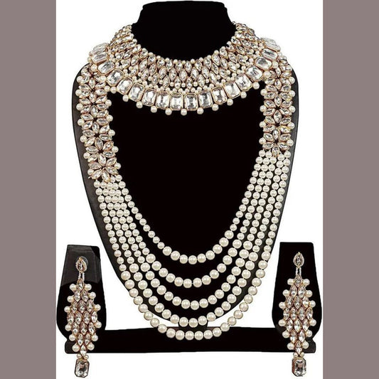 Pearls Multi layers Long Necklace Full Bridal Jewellery Set