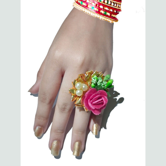 Artificial Flower Ring Mehndi Dholki Haldi Jewellery