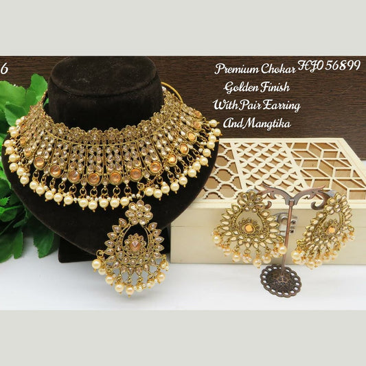 Indian Bridal Choker Champagne Stones Necklace Set