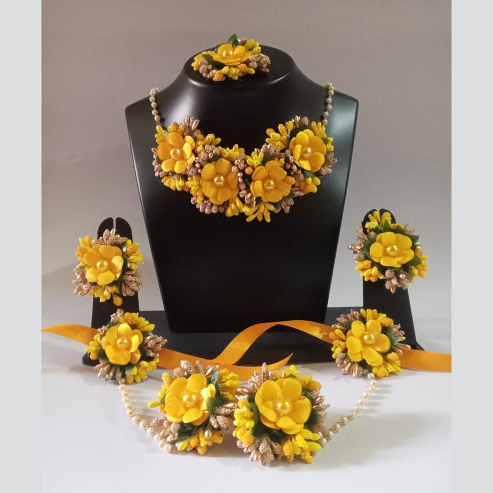 Artificial Flower Jewelry Set Dholki Mehndi Mayon Haldi Baby Shower