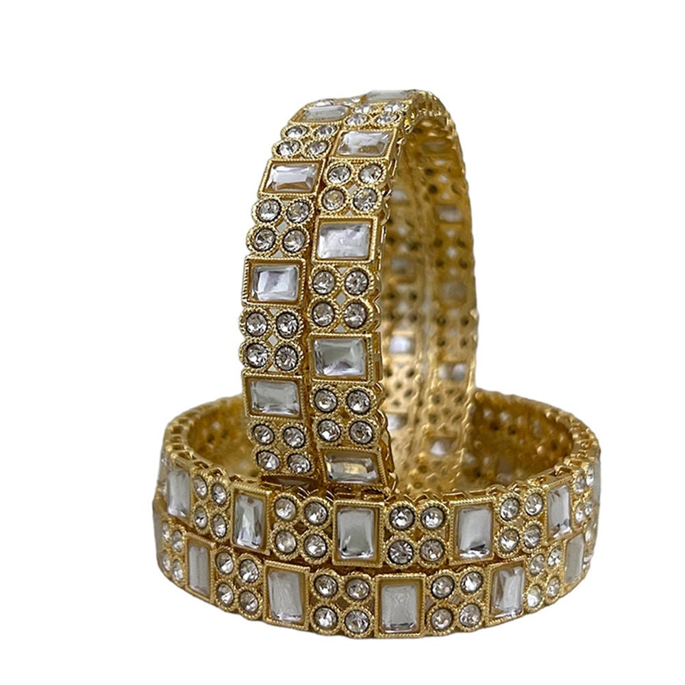 Gold Plated Polki Kundan Stone  4 Bangles Fancy Bangles