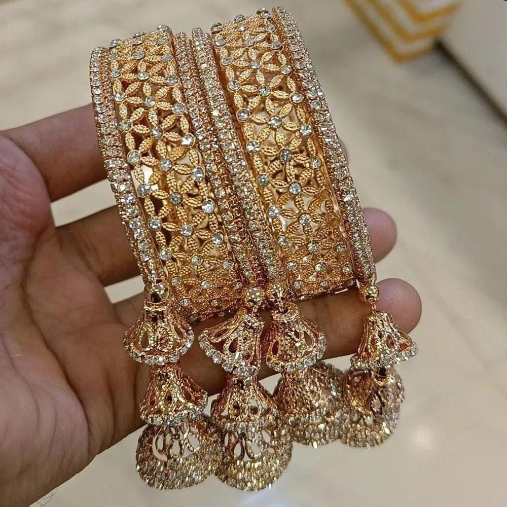 Asian Bollywood Style Gold and Silver Plated Stones Bangle Set