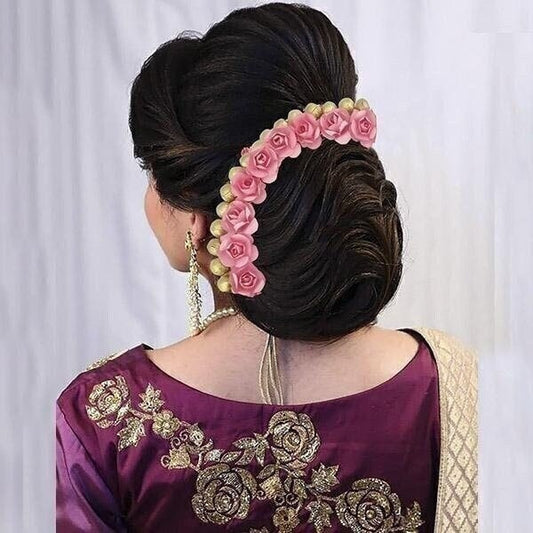 Indian Designer Floral Hair Brooch - Womens Hair Gajra Flower Clip