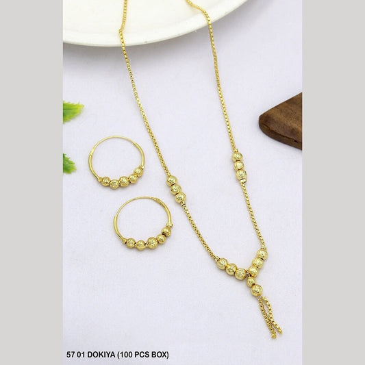 Indian Gold Look Mala Long Necklace Style Jewellery Set