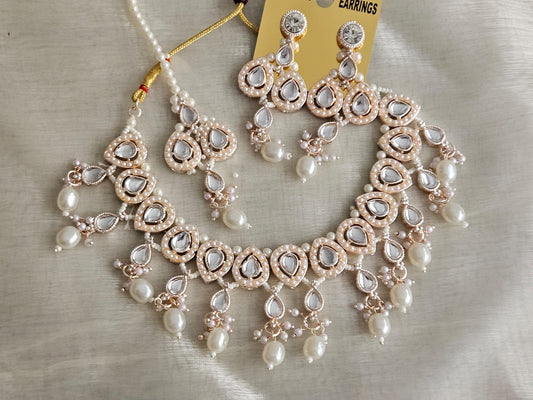 Indian Wedding Jewellery Rose Gold Plated Necklace Sets