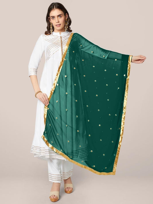 Embroidered Gold Botti Chiffon Dupatta Scarf Wedding Wear