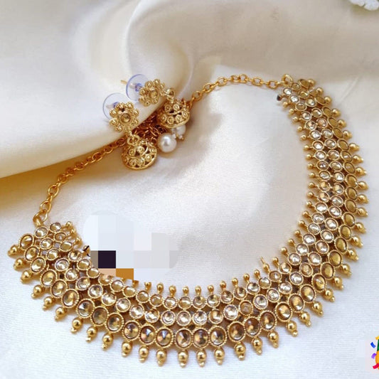 Indian Style Gold Finish Manjoos Choker Set Champagne Stone