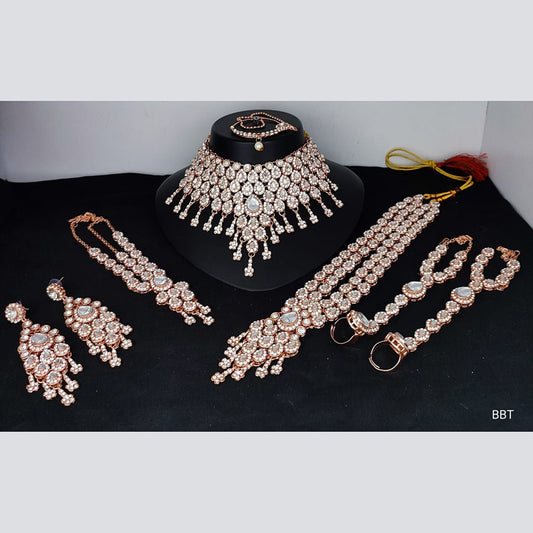 Rose Gold Plated Heavy Indian Bridal Full Wedding Jewellery Set