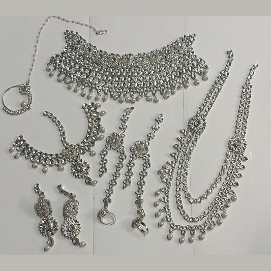 Indian Pakistani Traditional Silver Plated Bridal Jewellery Set