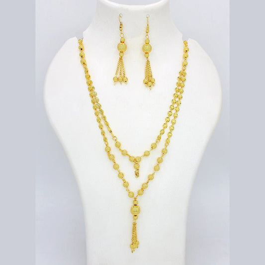 Gold Look Indian Asian Pakistani Style Layers Mala Pendant Set