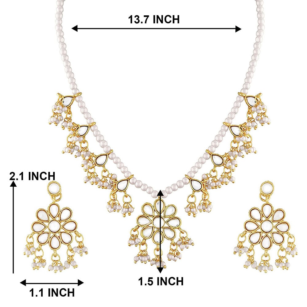 White Pearls Chain Stones Pendant Jewellery Set