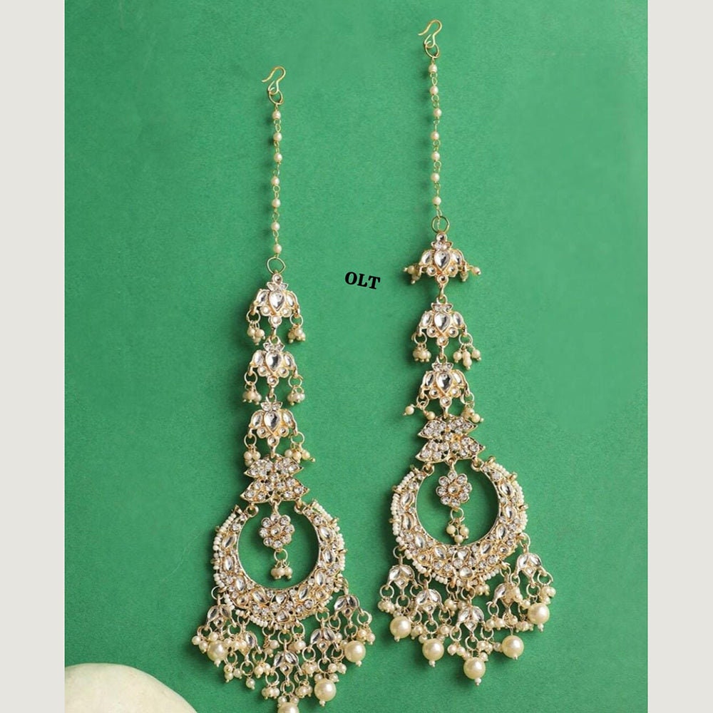 Indian Designer Gold Finish Kundan & Pearl Dangler Earrings