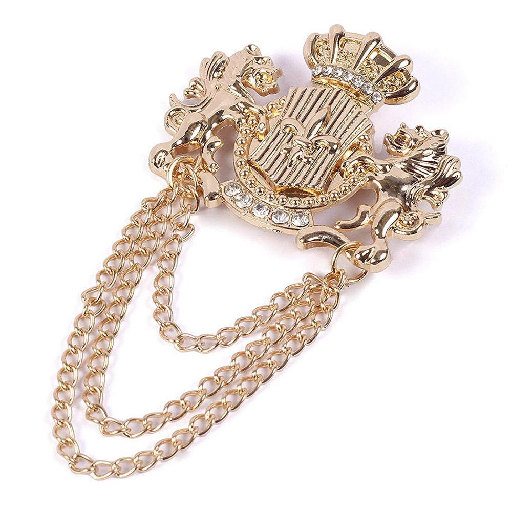 Gold Plated Men Eye Catching Angel Unicorns Chain Sherwani Brooch