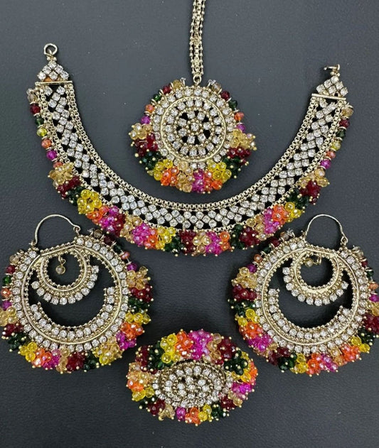 Asian Mehndi Dholki Bollywood Bridal Gajra Necklace Choker Sets