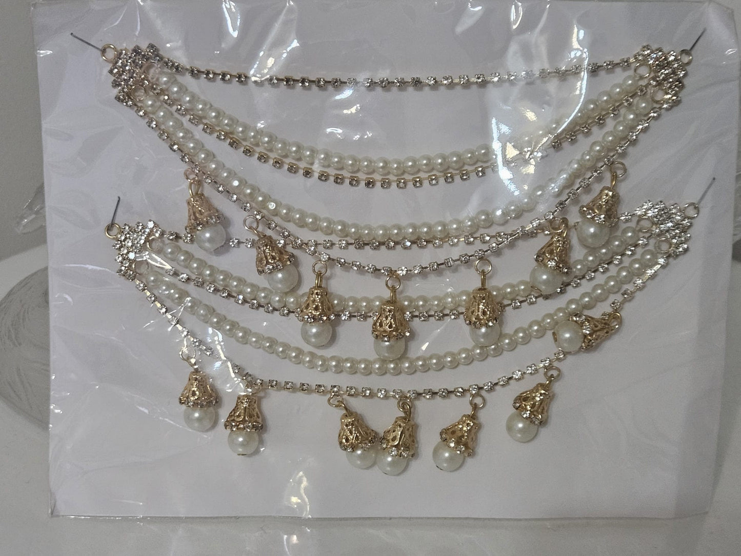 Earrrings Accessories Sahare String with Small Pearls Diamante Jewellery