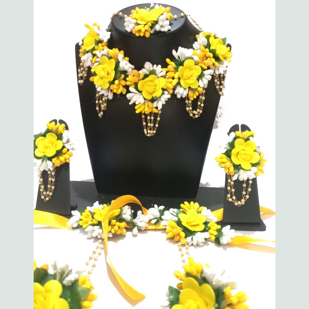 Artificial Flower Jewelry Sets Mehndi Haldi Dholki Indian Baby Shower