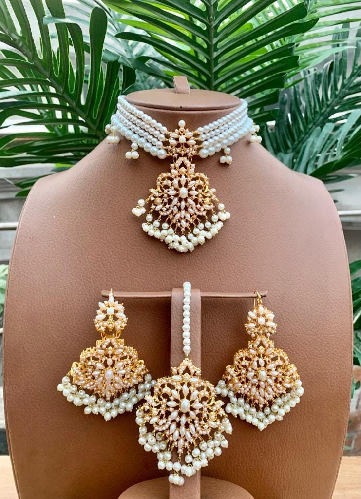 Gold Plated Indian Jewellery Sets With Stones Pearls