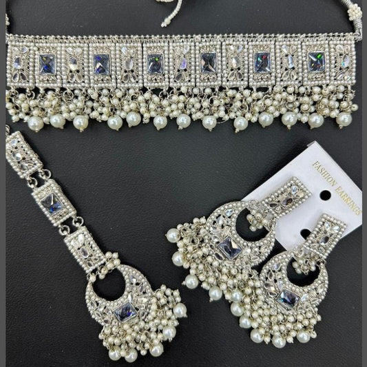 Pakistani Polki Kundan Style Choker Set With Pearls And Stones