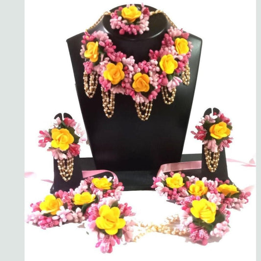 Artificial Mehndi Flower Jewelry Sets Haldi Mehndi Baby Shower Dholki