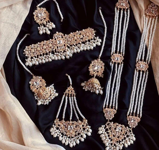 Pakistani Bridal Heavy Farshi Kundan Full Bridal Jhumkas Set